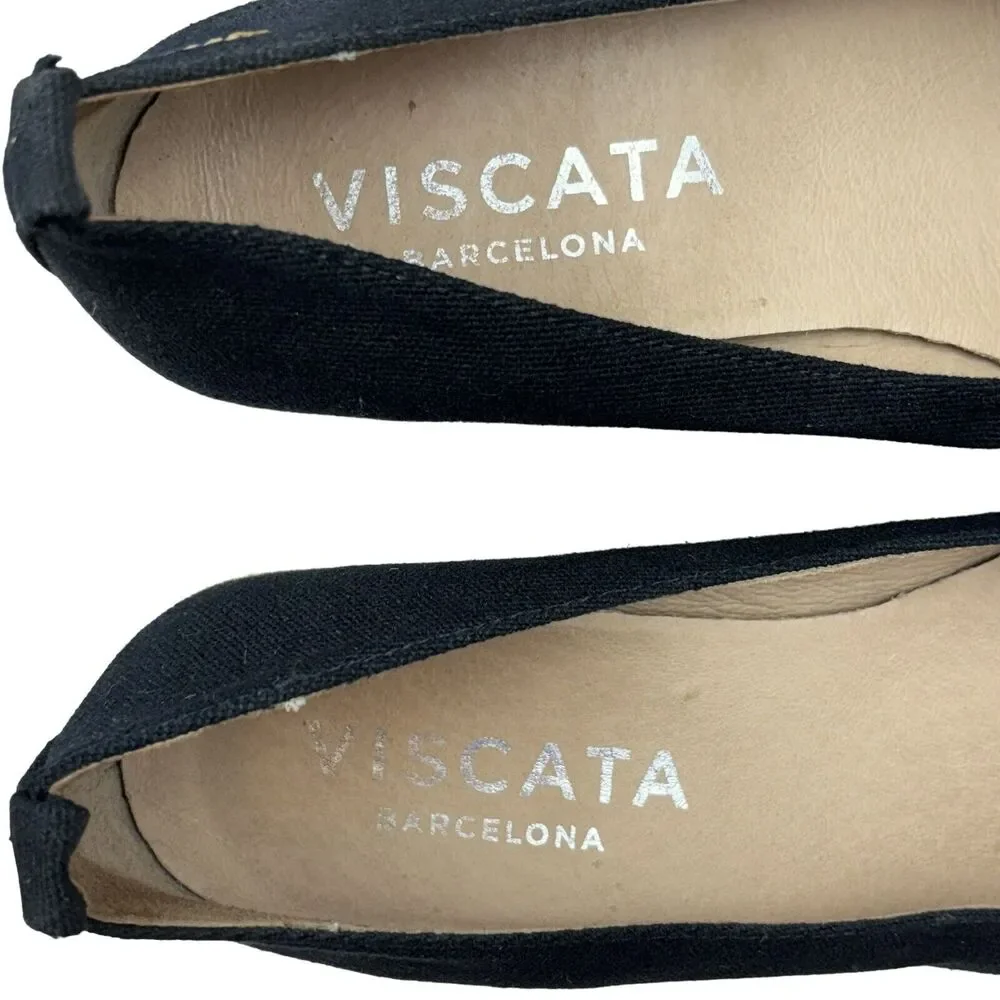 Viscata Barcelona Wedge Womens 10 US 41 EU Roses Black‎ Canvas Espadrilles Shoes